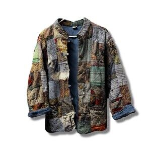 Jacket Womens S Multicolor Boho Patchwork Quilted Lined